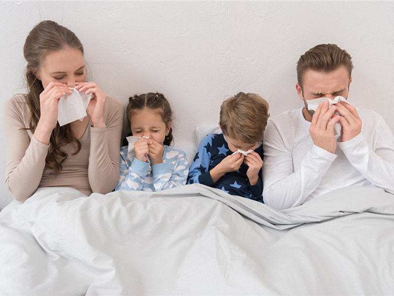 family suffering cold