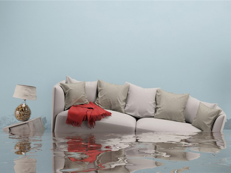 Sofa sinking in the flood water