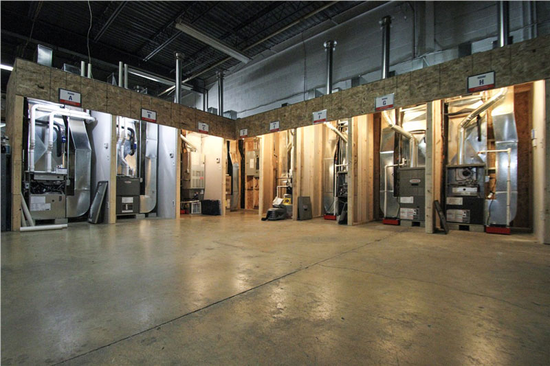 example room of various types of HVAC installations