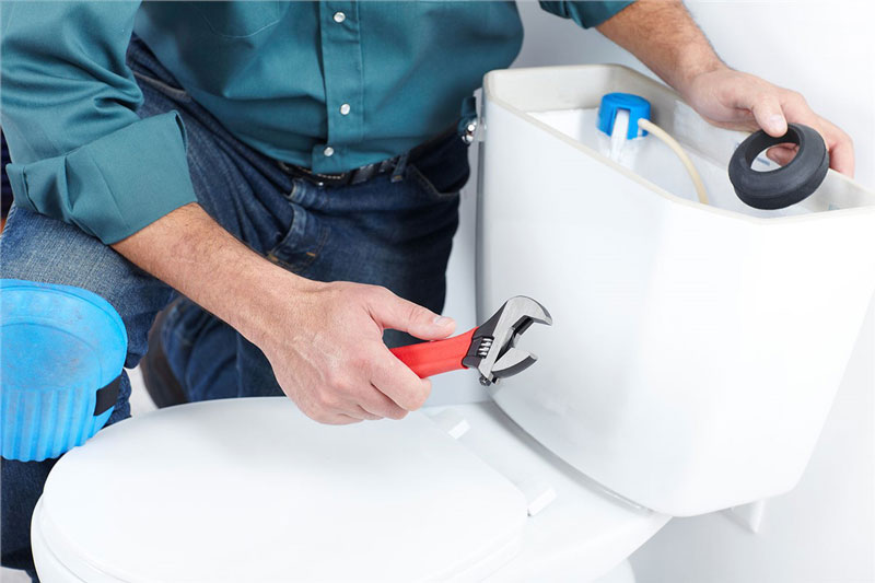 plumber repairing toilet