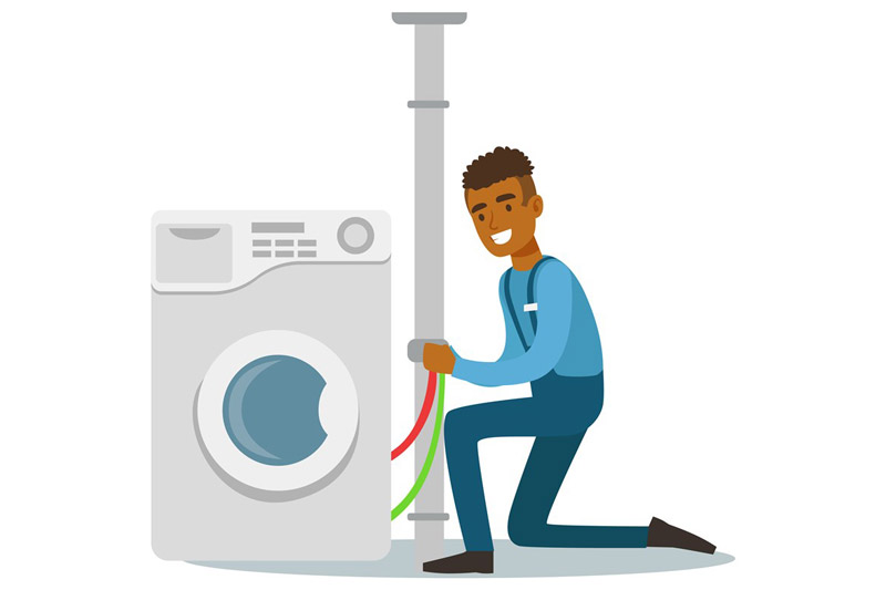 illustration of washing machine installation