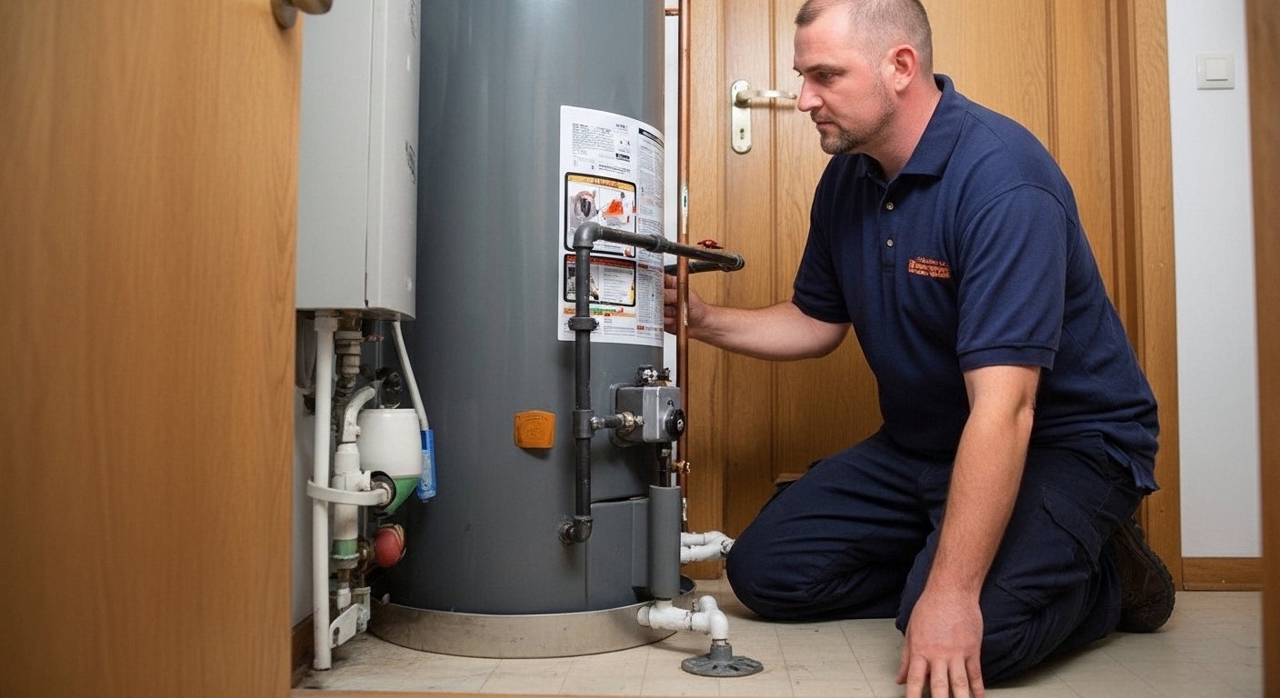 water heater repair chicago - plumber working on hot water heater