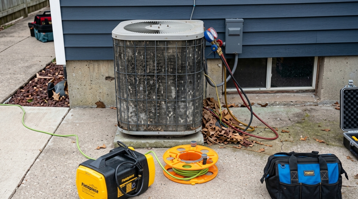 Old dirty AC system before being replaced 2026