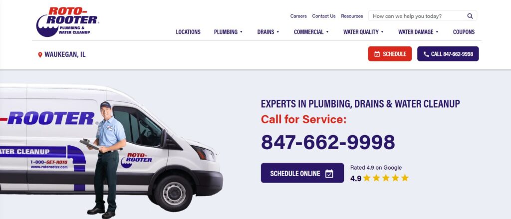 Roto-Rooter Waukegan emergency drain and sewer service