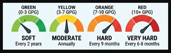 Maintenance Frequency Based on Water Hardness